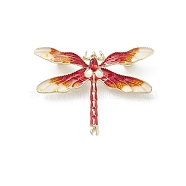 Dragonfly Enamel Pin, Golden Alloy Badge for Backpack Clothes, FireBrick, 32.5x45x8.5mm, Pin: 0.7mm(JEWB-M026-01G-03)