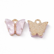 Acrylic Charms, with Light Gold Tone Alloy Finding, Butterfly Charm, Thistle, 13x14x3mm, Hole: 2mm(MACR-C012-01KCG-17)