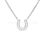 TINYSAND 925 Sterling Silver CZ Rhinestone Letter U Initial Pendant Necklaces, with Cable Chain and Lobster Claw Clasps, Silver, 18 inch(TS-N210-S)