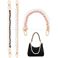 Elite 3Pcs 3 Colors Double-strand Bag Handles, with ABS Plastic Imitation Pearl Beads, PU Leather & Alloy Cable Chain & Swivel Clasps, Bag Replacement Accessories, Mixed Color, 26.5x0.8cm, 1pc/color(FIND-PH0005-52)