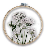 DIY Transparent Fabric Embroidery Kits, with Polyurethane Elastic Fibre and Plastic Frame & Iron Needle & Colored Thread, Flower Pattern, 21x20x0.9cm, Inner Diameter: 18cm(DIY-K032-78A)