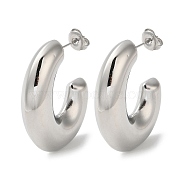 304 Stainless Steel Ring Stud Earrings, Half Hoop Earrings, Stainless Steel Color, 33.5x8.5mm(EJEW-Z026-06P)