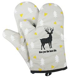 Polyester Oven Mitts, for Bakeware, Winter Warm Mitten Gloves, Deer Pattern, 280x180mm(COHT-PW0001-62A)