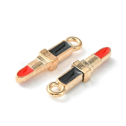 Alloy Enamel Pendants, Lipstick Charm, Golden, Black, 18.5x4.5x3mm, Hole: 1.8mm(ENAM-D047-16G-01)
