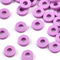 Eco-Friendly Handmade Polymer Clay Beads, Disc/Flat Round, Heishi Beads, Violet, 6x1mm, Hole: 2mm, about 23500pcs/1000g(CLAY-R067-6.0mm-B01)