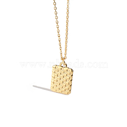 S925 Sterling Silver Rectangle Pendant Necklace, Elegant and Versatile Layered Necklace, Golden, 15.75 inch(40cm)(CP7907-2)