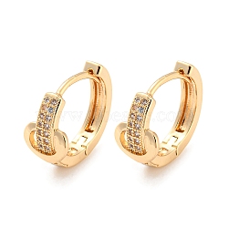 Rack Plating Brass with Cubic Zirconia Hoop Earrings for Women, Heart, Light Gold, 15x7.5mm(EJEW-G363-06KCG)