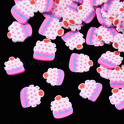 Handmade Polymer Clay Cabochons, Imitation Food, Cake, Hot Pink, 5.5~7.5x5~6.5x0.5mm, about 34000pcs/1000g(CLAY-N006-91)