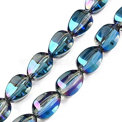 Electroplate Glass Beads Strands, Teardrop Shape, Dark Turquoise, 15x11.5~12x10~10.5mm, Hole: 1.2mm, about 39~40pcs/strand, 23.62~23.94 inch(60~60.8cm)(EGLA-T028-01N)