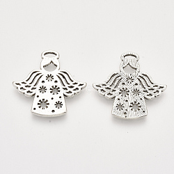 Tibetan Style Alloy Pendants, Angel, Cadmium Free & Lead Free, Antique Silver, 27x27x1.5mm, Hole: 4x2mm, about 159pcs/1000g(TIBEP-S319-017AS-RS)