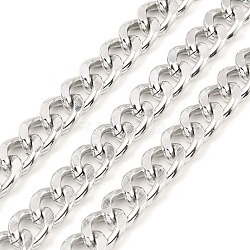 Oxidation Aluminum Diamond Cut Chains, Cuban Link Chains, Unwelded, with Spool, Platinum, 11.5x8x2mm, about 98.43 Feet(30m)/Roll(CHA-D001-15P)