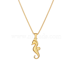 Titanium Steel Sea Horse Pendant Necklace(GX9885-1)