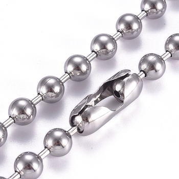 304 Stainless Steel Ball Chain Necklace, with Ball Chain Connectors, Stainless Steel Color, 23.6 inch(60cm), 8mm