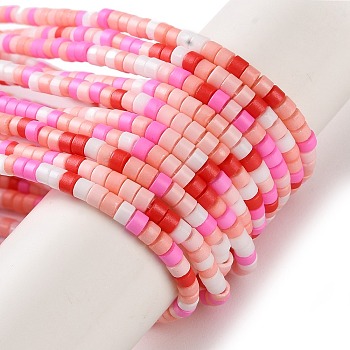 Handmade Czech Lampwork Beads Strands, Disc Beads, Pink, 2.5x2mm, Hole: 1mm, about 224pcs/strand, 15.55 inch(39.5cm)