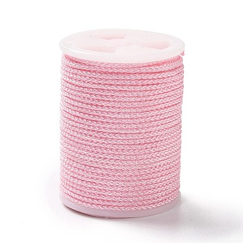 Braided Nylon Threads, Mambo Thread, with Spool, for Jewelry Making, Round, Pink, 1mm, about 6 yards/roll