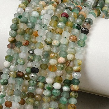 Natural African Jade Beads Strands, Faceted, Rondelle, 4~4.5x3~3.5mm, Hole: 0.7mm, about 122~130pcs/strand, 14.96''(38cm)~15.35''(39cm)