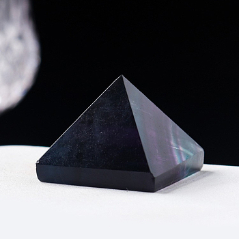 Natural Fluorite Energy Generators, Pyramid Reiki Stone for Home Office Desk Decoration, 28~32x28~32x28~32mm