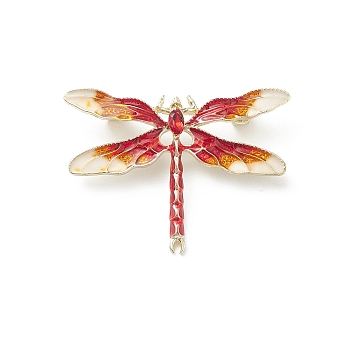 Dragonfly Enamel Pin, Golden Alloy Badge for Backpack Clothes, FireBrick, 32.5x45x8.5mm, Pin: 0.7mm