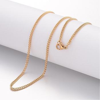 Ion Plating(IP) 304 Stainless Steel Necklace, Curb Chains, with Lobster Clasps, Golden, 17.72 inch(450mm), 2.2mm