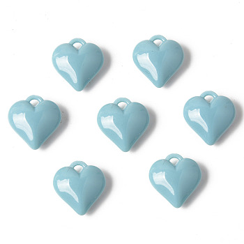 Opaque Acrylic Pendants, Heart, Dark Turquoise, 23x21.5x9mm, Hole: 2mm