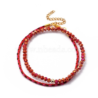 Bracelets de perles en verre extensible et ensembles de bracelets en cordon tressé en coton(BJEW-JB05401)-2