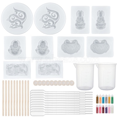 Kits de moldes de silicona para colgantes budistas diy(DIY-OC0002-86)-2