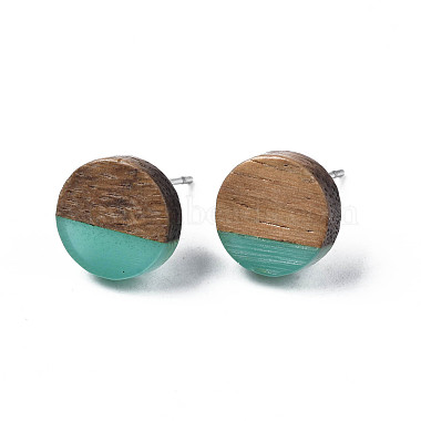Transparent Resin & Walnut Wood Stud Earrings(X-EJEW-N017-008-A04)-2