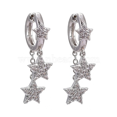 Clear Star Brass Earrings