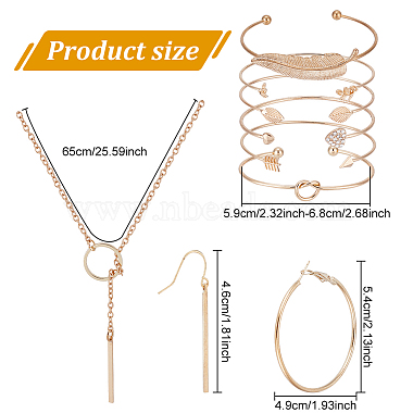 Alloy Rectangle Bar Pendant Dangle Earrings & Bangles & Lariat Necklace(SJEW-AN0001-16)-2