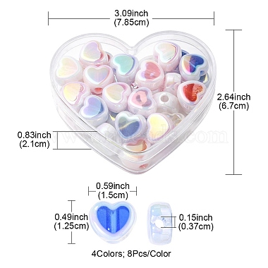 32Pcs 4 Colors UV Plating Rainbow Iridescent Acrylic Beads(OACR-YW0001-32B)-3