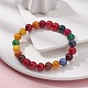 Dyed Natural Weathered Agate Round Beaded Stretch Bracelet for Women(BJEW-JB09382)-4