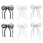6Pcs 3 Colors Bowknot Glass Beads Shoes Charms, with Alloy Lobster Claw Clasps, Mixed Color, 140mm, 2pcs/color(HJEW-GO00082)