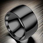Stainless Steel Finger Rings for Men, Plain Band Rings, Black, 12mm, US Size 11(20.6mm)(FS-WG82C86-06)
