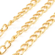 Oxidation Aluminum Curb Chains, Unwelded, with Spool, Golden, 11x7.5x1.5mm, about 98.43 Feet(30m)/Roll(CHA-D001-01G)