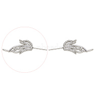 Brass Micro Pave Clear Cubic Zirconia Fishtail Head Pins, for Baroque Pearl Making, Platinum, 36x14mm(BAPE-PW0002-10B-P)
