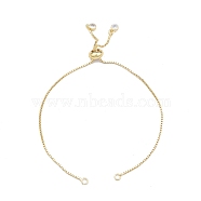 Brass Box Chains Slider Bracelet Making with Clear Cubic Zirconia Tiny Charms, Nickel Free, Real 18K Gold Plated, 25x0.2cm, Hole: 2mm(BJEW-N021-01)