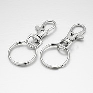 Alloy Swivel Clasps with Iron Key Rings, Platinum, 36x15x5mm(PALLOY-O058-02)