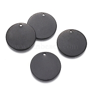 304 Stainless Steel Pendants, Blank Stamping Tag, Flat Round, Electrophoresis Black, 20x1mm, Hole: 1.4mm(X-EJEW-L238-01A-B)