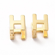 Initial Hoop Earrings for Women, Golden Letter Brass Earrings, Letter.H, 12x9.5x9.5mm, Pin: 0.8mm(EJEW-P194-01G-H)