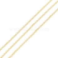 Brass Cable Chains, Long-Lasting Plated, with Spool, Cadmium Free & Lead Free, Soldered, Real 18K Gold Plated, 2x1.5x0.2mm, about 32.8 Feet(10m)/roll(CHC-D030-18G-RS)