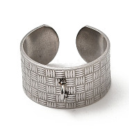 304 Stainless Steel Open Cuff Ring for Women, Stainless Steel Color, 10mm, Inner Diameter: US Size 7 1/4(17.5mm)(RJEW-A021-01P)