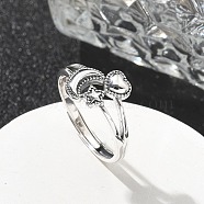 Sterling Silver Adjustable Rings for Women, Antique Silver, Moon, 11mm, US Size 7 1/4(17.5mm)(RJEW-R008-01AS-03)