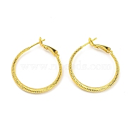 Twisted Big Ring Huggie Hoop Earrings for Girl Women, Long-Lasting Plated Brass Earrings, Real 18K Gold Plated, 34.7x29x2.8mm, Pin: 0.8mm(KK-C224-05G-01)