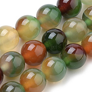 Natural Peacock Green Agate Beads Strands, Dyed, Round, 12mm, Hole: 1mm, about 34pcs/strand, 15.7 inch(G-S259-16-12mm)