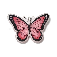Opaque Acrylic Pendants, with Platinum Iron Jump Ring, Butterfly Charms, Flamingo, 25x33.5x4mm, Hole: 5.2mm(SACR-L004-06K)