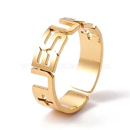 Word Jesus 304 Stainless Steel Cuff Ring, Hollow Open Ring for Women, Golden, Inner Diameter: US Size 7 3/4(18mm)(RJEW-B035-01G)