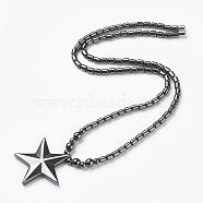 Non-magnetic Synthetic Hematite Pendant Necklaces, with Magnetic Clasps, Star, 20.4 inch(52cm)(NJEW-G290-05)