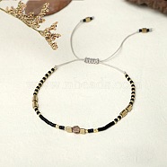 Bohemian Style Handmade Braided Friendship Bracelet with Semi-Precious Beads for Women, Mixed Color, 0.1cm(ST6108202)