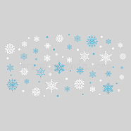 PVC Wall Decorative Stickers, Waterproof Decals for Home Living Room Bedroom Wall Decoration, White & Sky Blue, Snowflake Pattern, 350x570mm(DIY-WH0377-194)