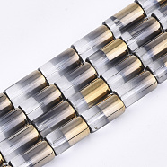 Half Electroplate Glass Beads Strands, Column, Clear, 19.5~20x10mm, Hole: 1.4mm, about 15~17pcs/strand, 13.39 inch(34cm)(EGLA-S177-01C)